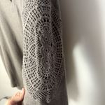 Democracy  Top Long Blouson Sleeve Crochet Applique Sweetheart Neck Knit Boho XL Photo 5