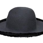 Henri Bendel Vintage Velvet Wide Flipped Brim Hat 80s Wool Black Western Witchy Photo 0