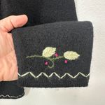 Studio Works ‎ Size Medium Black 100% Wool Vintage Floral Embroidered Cardigan Photo 4