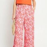kourt Sienna Pink Orange Tropical Cropped Wide Leg Cool Cotton Relaxed Pants S Photo 0