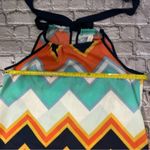 TEENPLO Chevron Print Halter Top S Dopamine Boho Coconut Girl Festival Rainbow Blue Photo 3