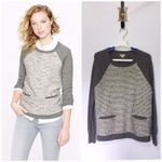 J Crew Small Gray Sweater Tweed Front Merino Wool Graphite Long Sleeve Crew Photo 1