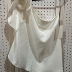MILK + HONEY White One Shoulder Ruffle Flower Detail Top Size L Photo 0