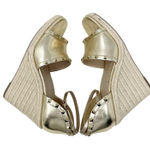 mix no. 6  Gold Metallic Wedges Espadrilles Shoes Size 11M Studded Ankle Strap Photo 0