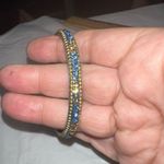 Hand Made in India Blue and Gold Sparkle Bangle Bracelet Blue Photo 3