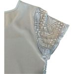 Women's Crochet Lace Gauze Blouse, Korean Style Shirt, Tight Blue Size L Photo 4