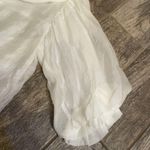 ZARA  puff sleeved white sheer blouse, pearl & rhinestone buttons, Women’s small Photo 12