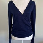 Free People dark blue long sleeve wrap crop top size M Photo 1