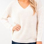 Montrez Boutique Ivory Knit V Neck Back Twist Knotted Sexy Sweater Sz. S Photo 1