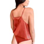 LULUS Nights Out Terra Cotta Orange Satin Surplice Bodysuit ~ Women's Size SMALL Photo 1