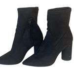 BCBGeneration  Faux Suede Ankle Boots ALLY Black Pointed Toe 6.5 B Zip 3.5” Heels Photo 6