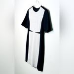 COS Navy Blue Gray Stretch Midi Shift Dress Size 6 Photo 3