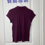 Aeropostale women’s burgundy snap button neck collared short sleeve polo shirt L Photo 3