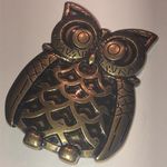 Vintage Brass Tone Owl Western Boho Belt Buckle Photo 2