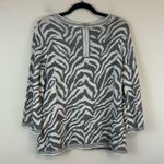 | Zebra Print Zip Back Jacquard Sweater Size Large (Chico's 2) Photo 4