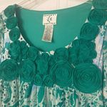 ICE Vintage Knee Length Tee Dress Green Blue White Paisley Type Pattern Size 6 Photo 1