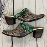 Elite by Corky's Shoes Womens 7 Scroll Leather Heeled Mules Green Brown Tan Photo 5