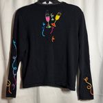 Vintage Jack B. Quick Colorful Cocktail Champagne New Years Embroidered Sweater Black Size M Photo 2