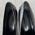 Franco Sarto Black Leather Contrast Seam Heeled Square Toe Tassel Loafer Sz 7.5 Photo 4