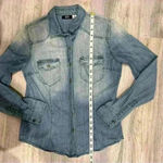 BDG  Urban Outfitters Cotton Denim Long Sleeve Snap Down Shirt Pockets Size S Photo 5