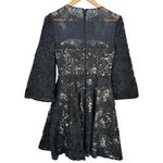 Monique Lhuillier ML Black Bell Swirl Lace Dress size 0 Fit & Flare Cocktail Photo 7