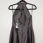 Alfred Sung NWT Caviar Gray High Neck Cut Out Satin Dress Size 2 Photo 4