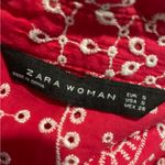 ZARA Red and White Patterned Midi Dress Photo 1