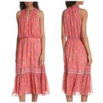 Joie  Chara Midi Dress Boho Bohemian Flowy 100% Silk Pink Tiered Print X-Small Photo 1