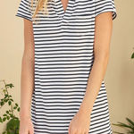 Frank & Eileen Lauren Polo Mini Dress in Navy French Stripe Size Large Photo 0