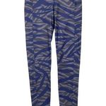 Women's Running Bare Gray Blue Zebra Print W/ Pockets Athletic Leggings Photo 0