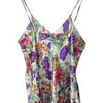VINTAGE Satin Floral Ruffle Mini Slip Dress in White/Pink/Purple OS White Size undefined Photo 6