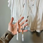 Free People Market Embroidered White V-Neck Tee Top Boho Flowy Medium Photo 5