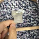 Chico's Tweed Blazer Jacket Size 3 XL Boucle Knit Purple Fringe Academia Preppy Photo 1