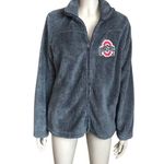 NWT Juniors The Ohio State Gray Fuzzy Zip Up Jacket Red Size L Photo 1