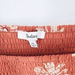 Madewell Orange White Floral Georgette Lucie Puff-Sleeve Smocked Bodice Top XL Photo 6