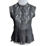 ZARA Floral Lace Pleated Blouse Black Size Medium Photo 1