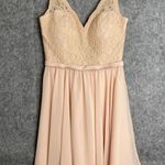 Mori Lee Lace Bodice Dress Chiffon Party Cocktail Pastel Pink Blush Sleeveless 6 Photo 0