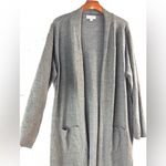 Rebecca Malone  2X Knit Open Front Long Pocketed Gray Cardigan Sweater Photo 2