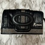 Marciano Black Leather Studded Flip Up Wristlet Clutch Hollywood Biker Mob Wife Photo 0