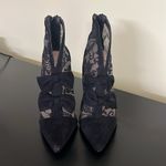 Madison by Shoedazzle Alanna high heel black suede lace booties back zip Size 7 Photo 5