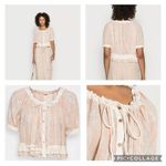 Free People  Perfect Day Gathered Crop Ruffle Top Neutral Combo Size Large - NWT Photo 10