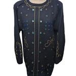 Vtg 1980s Carducci Black Angora Wool Blend Embellished Mini Sweater Dress M Size M Photo 1