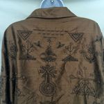 Vtg Chico's Silk Beaded Womens Jacket Sz 16 Boho Artsy Witchy Lagenlook Olive 90 Green Photo 5
