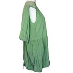 Tibi  Eco Cape Silk Drawstring Hem Dress in Green 4 Womens MIni Loose fit Photo 4