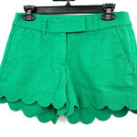 J.Crew J. by  size 0 linen cotton blend green shorts‎ scalloped hem Photo 0