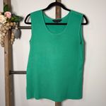 Ming Wang Green Sleeveless Knit Top Size Medium Scoop Neck Side Slit Photo 1