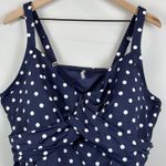 Lands' End  Tankini Top Women‎ 24W Blue Polka Dot Lined Built In Bra Beach Swim Photo 1