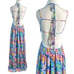 For Love & Lemons Yasmin Open Back Floral Maxi Dress Large Cut Out Plunge NWT Photo 5