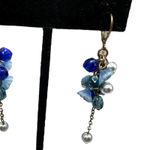 American Vintage Vintage Blue And Silver Dangle Earrings Hinged Clasp Photo 2
