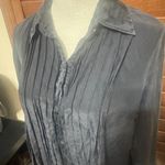 Liz Claiborne Women's Button Up Shirt Blouse Long Sleeve 100% Silk Black Size 10 Photo 1